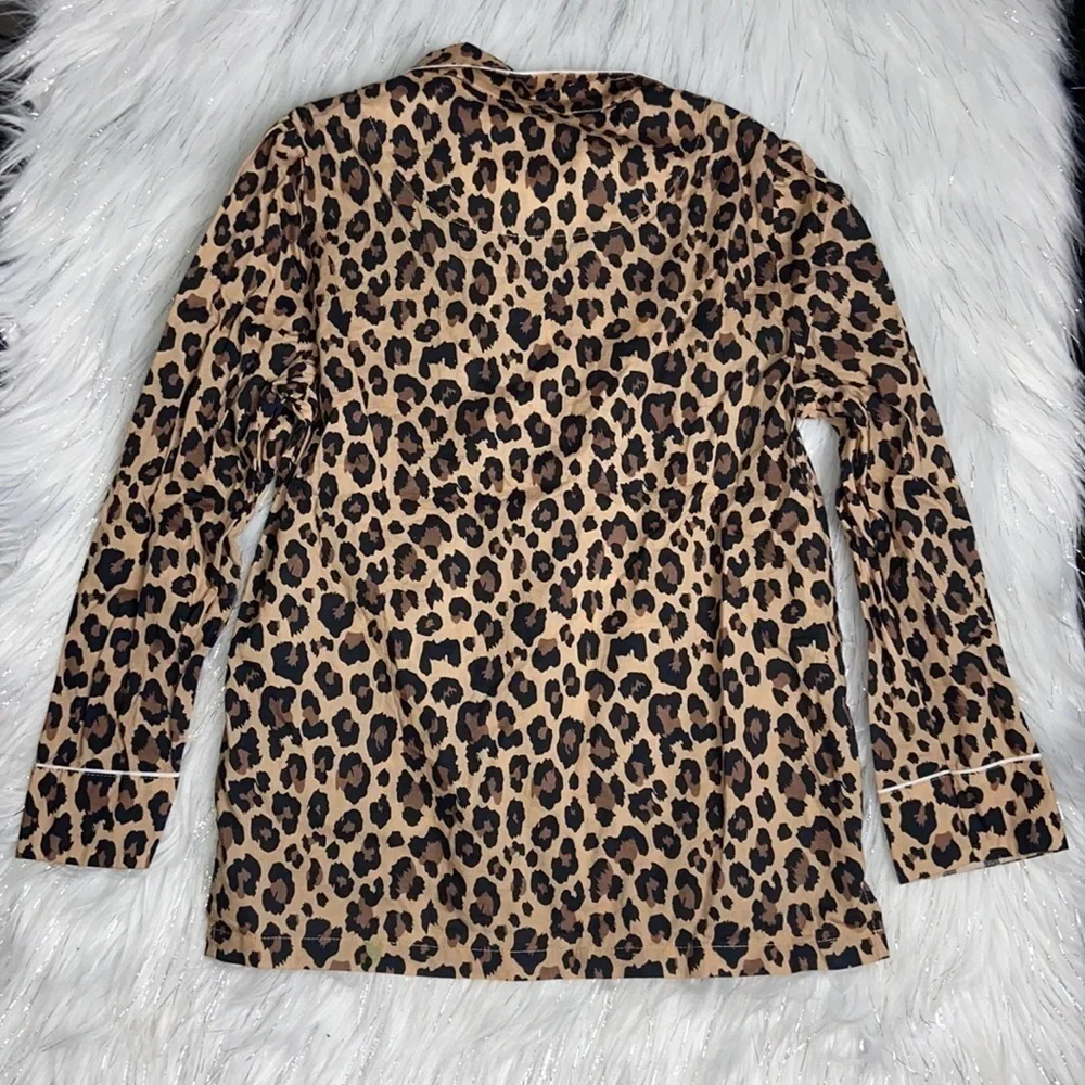 Little Yolke 7-8 Years Leopard Print Embroidered CG Pajama Top